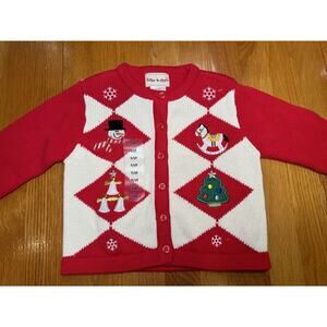 NOS Vintage Kids Toffee Apple Knit Ugly Christmas Sweater 2/3T Toddler Argyle